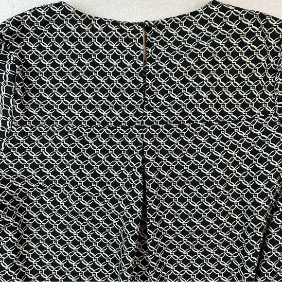 H&M Dress Black & Beige Unlined Geometeric Pattern Long Sleeve, Size 12 - Picture 4 of 8